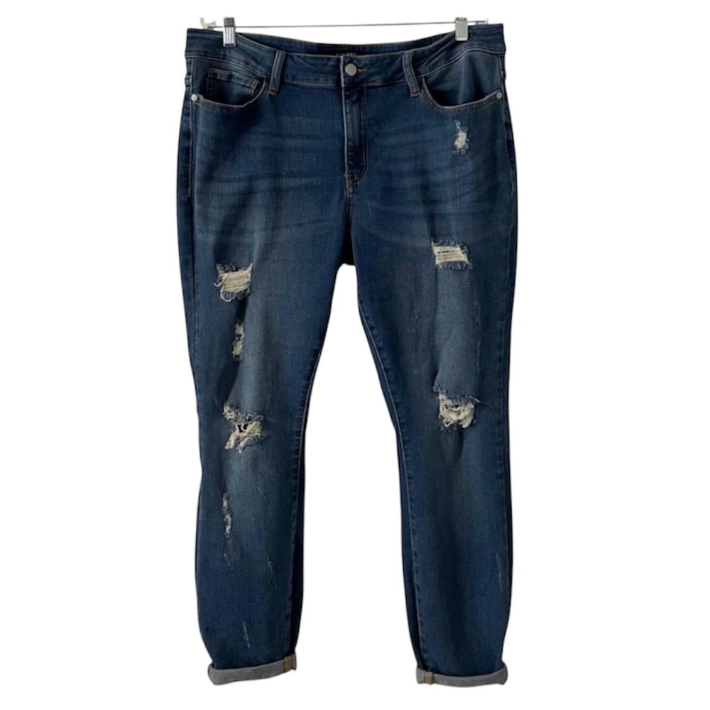 JUDY BLUE Skinny Fit Stretch Distressed Denim Blue Jeans Womenβs Size 18W